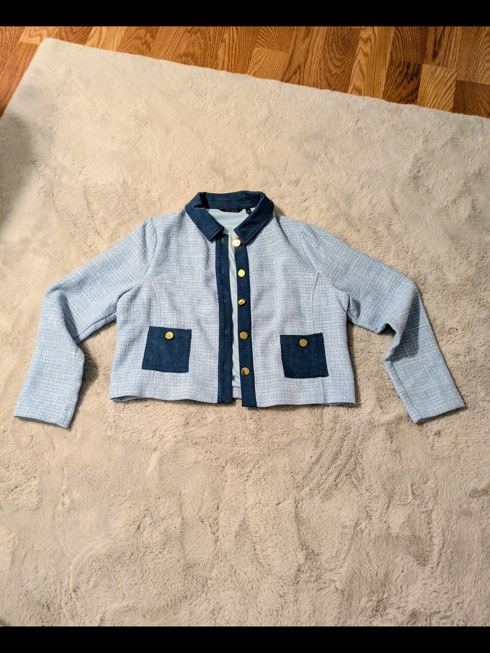 IMAN Denim-Style Jacket with Light Blue Lining